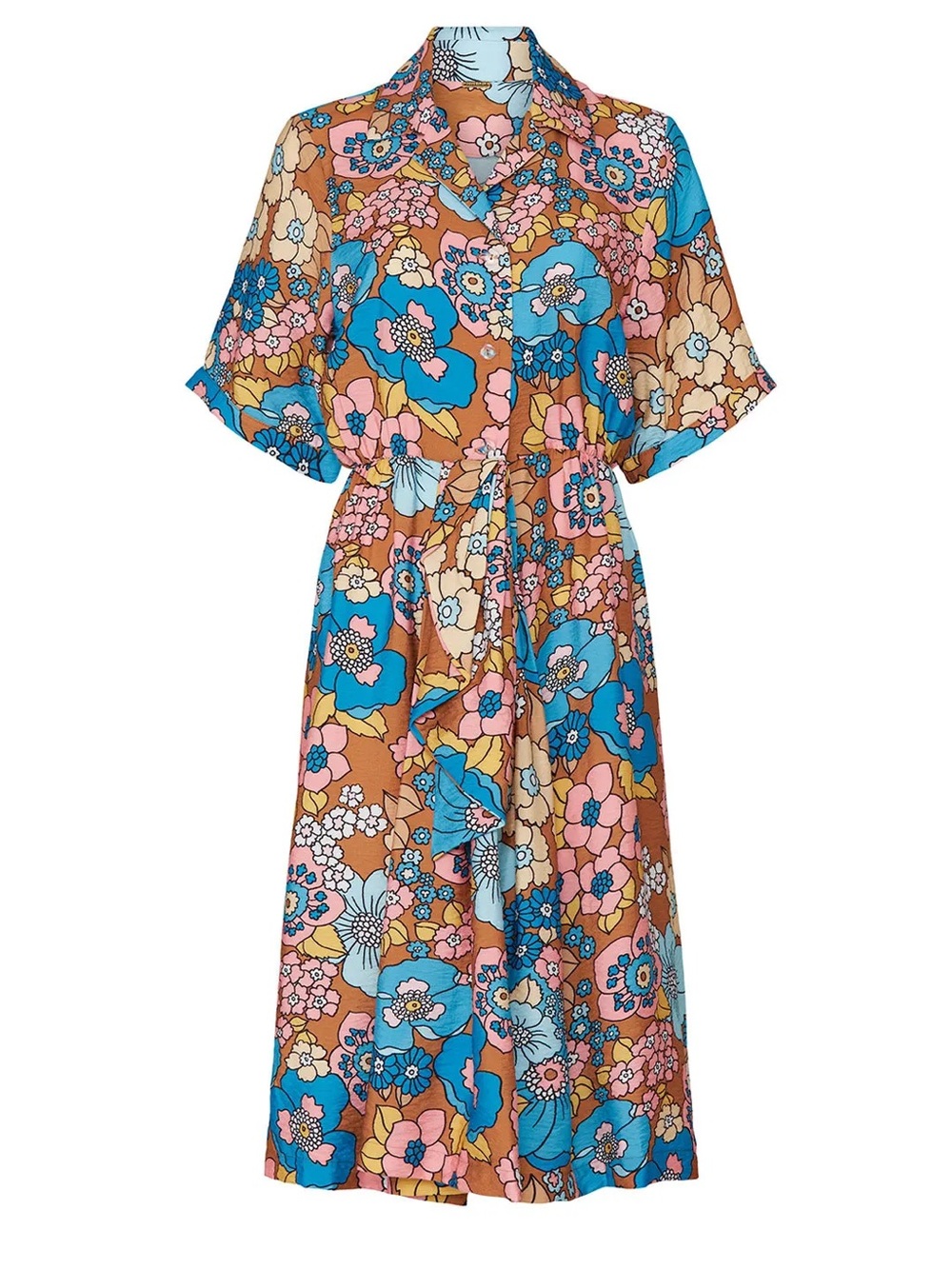 Dodo Bar Or Retro Floral Collar Shirt Printed Nancy Dress